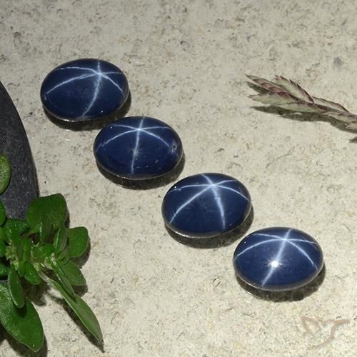 Pedras preciosas de safira estrela azul natural de 4,64 ct, corte oval, opaco