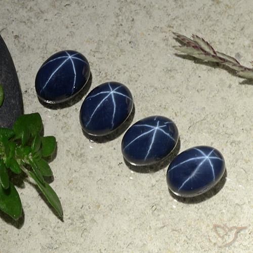 Pedras preciosas de Safira estrela Azul profundo natural de 6.34 ct, oval, Opaco