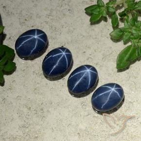 Pedras preciosas de Safira estrela Azul marinho profundo natural de 3.92 ct, oval, Opaco