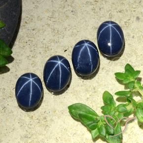 Pedras preciosas de Safira estrela Azul marinho profundo natural de 4.34 ct, oval, Opaco