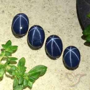 Pedras preciosas de Safira estrela Azul marinho profundo natural de 4.34 ct, oval, Opaco