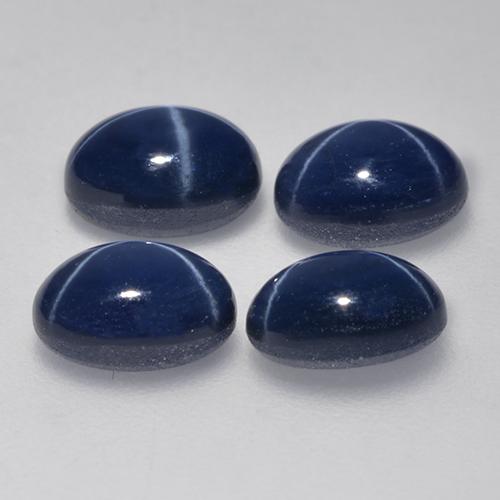 Pedras preciosas de Safira Estrela Azul profundo natural de 6.13 ct, Corte Oval, Opaco