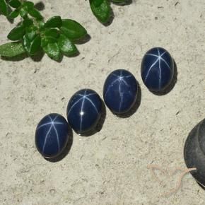 Pedras preciosas de Safira estrela Azul marinho profundo natural de 4.18 ct, oval, Opaco