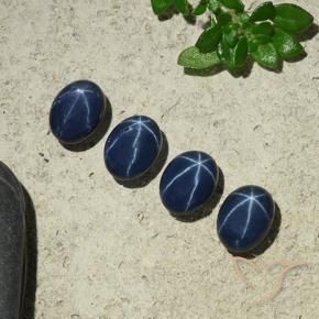 Pedras preciosas de Safira estrela Azul marinho profundo natural de 4.17 ct, oval, Opaco