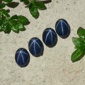 Pedras preciosas de Safira estrela Azul profundo natural de 3.45 ct, oval, Opaco