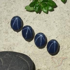 Pedras preciosas de Safira estrela Azul profundo natural de 3.86 ct, oval, Opaco