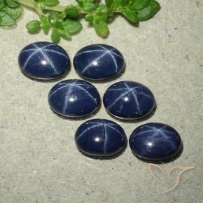 Pedras preciosas de Safira estrela Azul marinho profundo natural de 7.05 ct, oval, Opaco