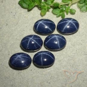 Pedras preciosas de Safira estrela Azul marinho profundo natural de 7.05 ct, oval, Opaco
