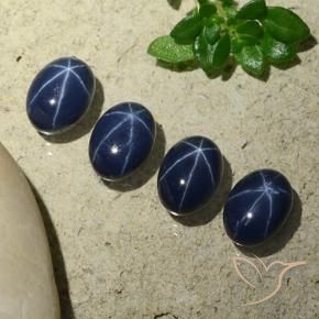 Pedras preciosas de Safira estrela Azul profundo natural de 6.26 ct, oval, Opaco