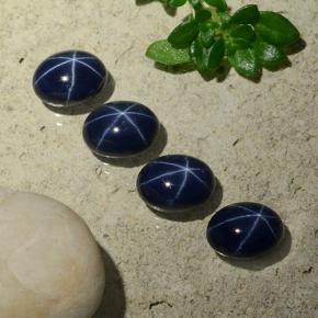 Pedras preciosas de safira estrela azul natural de 5,37 ct, corte oval, opaco