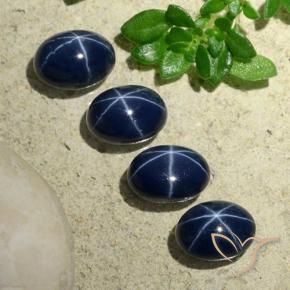 Pedras preciosas de Safira estrela Azul marinho profundo natural de 5.18 ct, oval, Opaco