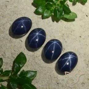Pedras preciosas de Safira estrela Azul profundo natural de 4.39 ct, oval, Opaco