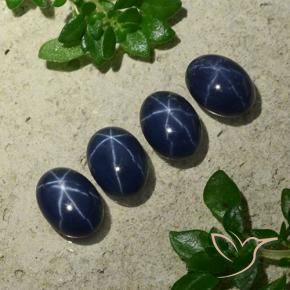 Pedras preciosas de Safira estrela Azul profundo natural de 4.39 ct, oval, Opaco