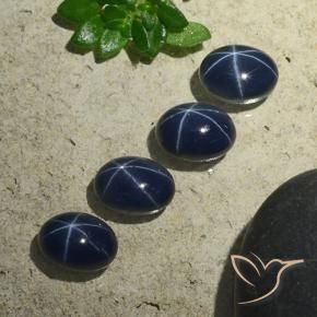 Pedras preciosas de Safira estrela Azul marinho profundo natural de 6.34 ct, oval, Opaco