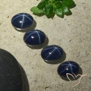 Pedras preciosas de Safira estrela Azul marinho profundo natural de 6.34 ct, oval, Opaco