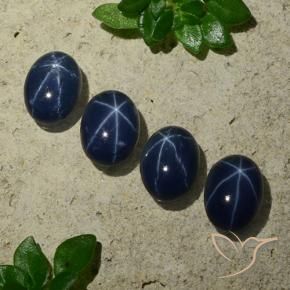 Pedras preciosas de Safira estrela Azul escuro natural de 4.08 ct, oval, Opaco