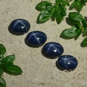 Pedras preciosas de Safira estrela Azul escuro natural de 3.82 ct, oval, Opaco