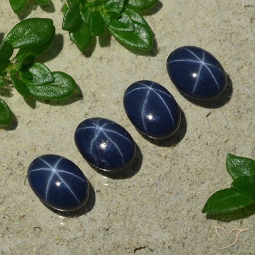 Pedras preciosas de safira estrela azul natural de 5,24 ct, corte oval, opaco