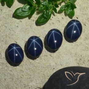 Pedras preciosas de Safira estrela Azul escuro natural de 4.38 ct, oval, Opaco