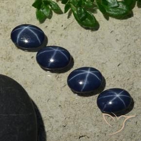 Pedras preciosas de Safira estrela Azul escuro natural de 3.34 ct, oval, Opaco