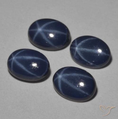 Pedras preciosas de Safira estrela Azul escuro natural de 3.73 ct, oval, Opaco