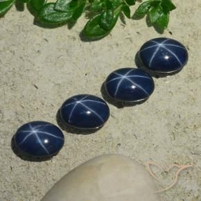 Pedras preciosas de Safira estrela Azul escuro natural de 3.75 ct, oval, Opaco