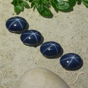 Pedras preciosas de Safira estrela Azul escuro natural de 3.75 ct, oval, Opaco