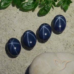 Pedras preciosas de Safira estrela Azul marinho profundo natural de 4.99 ct, oval, Opaco