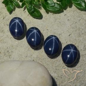 Pedras preciosas de Safira estrela Azul marinho profundo natural de 4.99 ct, oval, Opaco