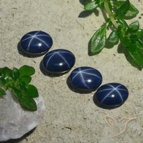 Pedras preciosas de Safira estrela Azul profundo natural de 4.08 ct, oval, Opaco