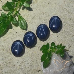 Pedras preciosas de Safira estrela Azul escuro natural de 3.24 ct, oval, Opaco
