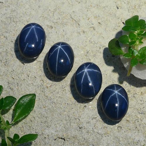 Pedras preciosas de safira estrela azul natural de 5,59 ct, corte oval, opaco