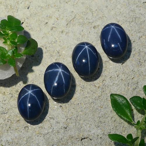Pedras preciosas de safira estrela azul natural de 5,59 ct, corte oval, opaco