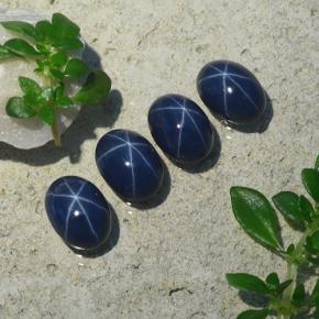 Pedras preciosas de safira estrela azul natural de 5,20 ct, corte oval, opaco