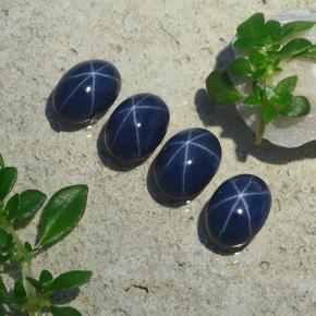 Pedras preciosas de safira estrela azul natural de 5,20 ct, corte oval, opaco