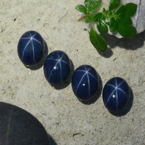 Pedras preciosas de safira estrela azul natural de 5,06 ct, corte oval, opaco