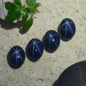 Pedras preciosas de safira estrela azul natural de 5,06 ct, corte oval, opaco