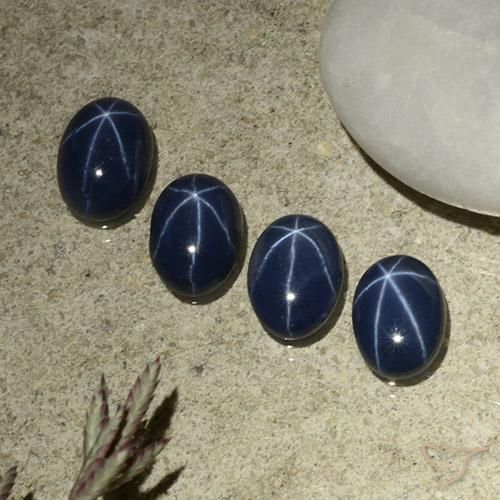 3.82ctw Natural Azul profundo Safira estrela, oval, Opaco