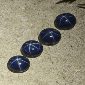 Pedras preciosas de Safira estrela Azul escuro natural de 4.90 ct, oval, Opaco
