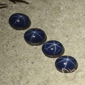 Pedras preciosas de Safira estrela Azul escuro natural de 4.90 ct, oval, Opaco