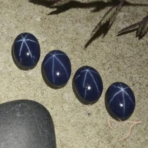 Pedras preciosas de Safira estrela Azul profundo natural de 3.73 ct, oval, Opaco