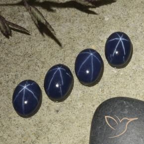 Pedras preciosas de Safira estrela Azul profundo natural de 3.73 ct, oval, Opaco