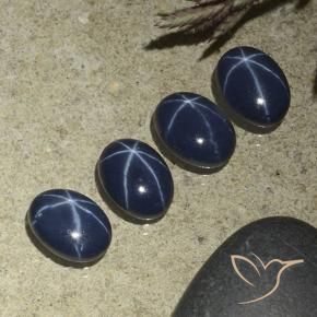 Pedras preciosas de Safira estrela Azul escuro natural de 4.29 ct, oval, Opaco