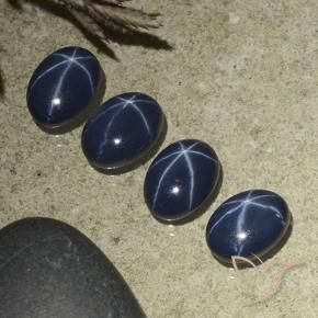 Pedras preciosas de Safira estrela Azul escuro natural de 4.29 ct, oval, Opaco