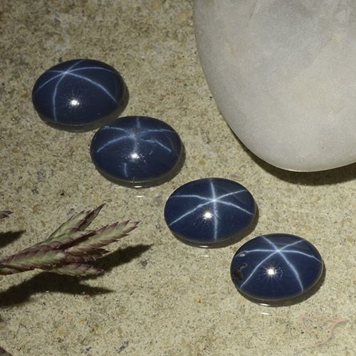 Pedras preciosas de safira estrela azul natural de 3,02 ct, corte oval, opaco
