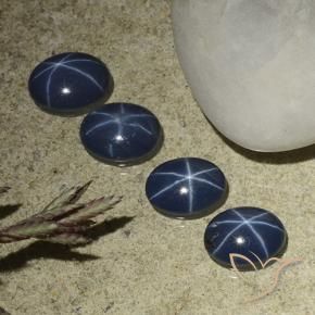 Pedras preciosas de safira estrela azul natural de 3,02 ct, corte oval, opaco