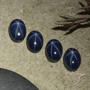 Pedras preciosas de Safira estrela Azul escuro natural de 4.24 ct, oval, Opaco