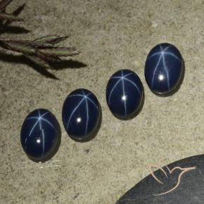 Pedras preciosas de Safira estrela Azul escuro natural de 4.24 ct, oval, Opaco