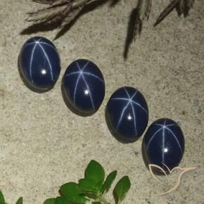 Pedras preciosas de Safira estrela Azul profundo natural de 4.57 ct, oval, Opaco