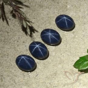 Pedras preciosas de Safira estrela Azul escuro natural de 5.60 ct, oval, Opaco